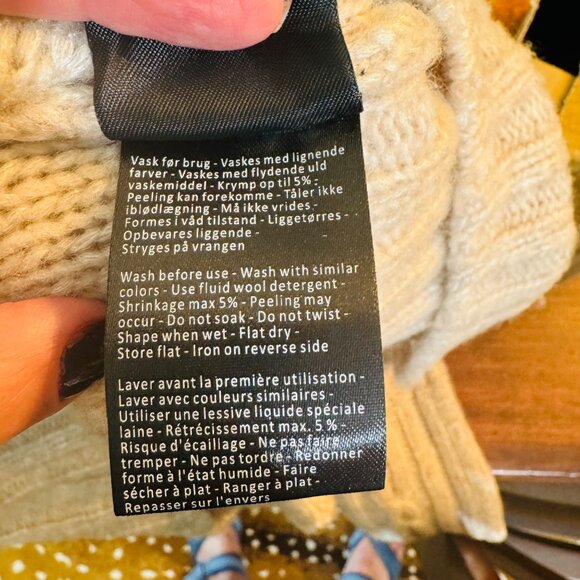 Masai Felisa Copenhagen Fisherman Cable Knit Ivory Turtleneck Wool Sweater S - Picture 7 of 7